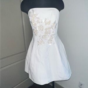 Marchesa Notte Ivory Sequin Floral Dress